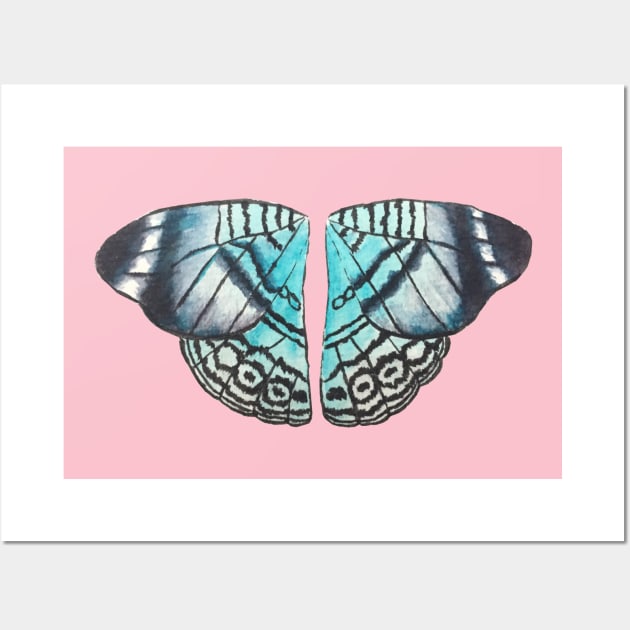 Blue butterfly/moth wings watercolour painting Wall Art by toffany's